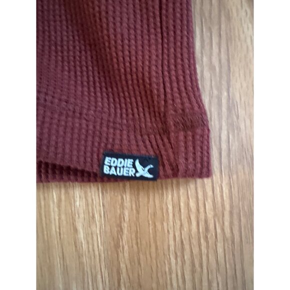Eddie Bauer Thermal Shirt Mens Sm Henley Waffle Weave Long Sleeve Brick Red NEW - Picture 4 of 7
